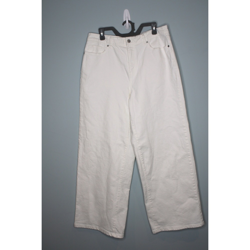 Time and Tru Womens White Wide Leg High‎ Rise Denim Jeans Size 12
